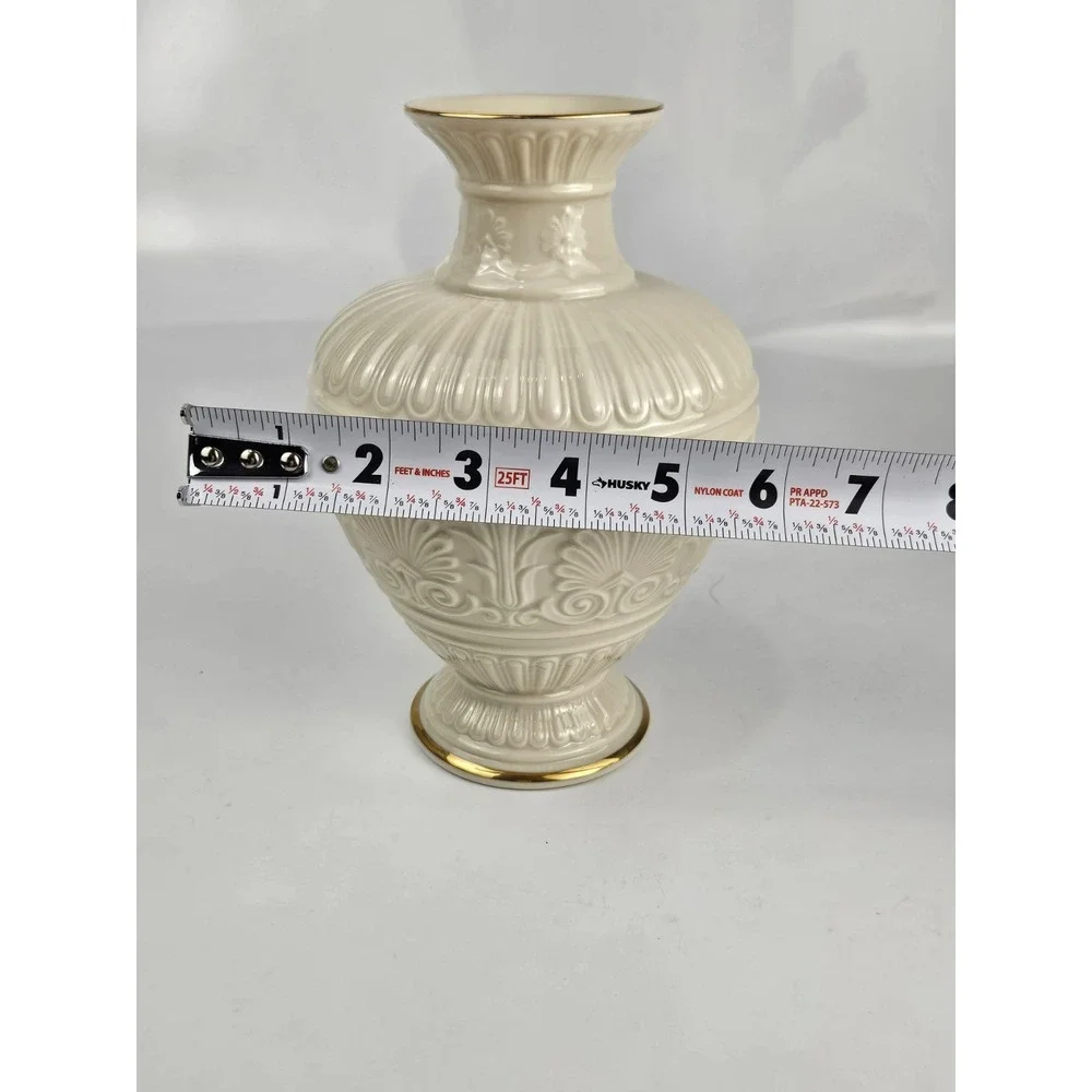 Lenox Athenian Collection Ivory Porcelain Vase 24K Gold‎ Trim Embossed USA
